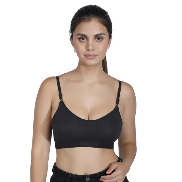 Proleaf spun interlock Sports Non Padded Bra for women ( Black ) ( 30 A  ) ( Pack of 1 )