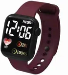 Square Dial Digital Watch for Kids (Maroon)