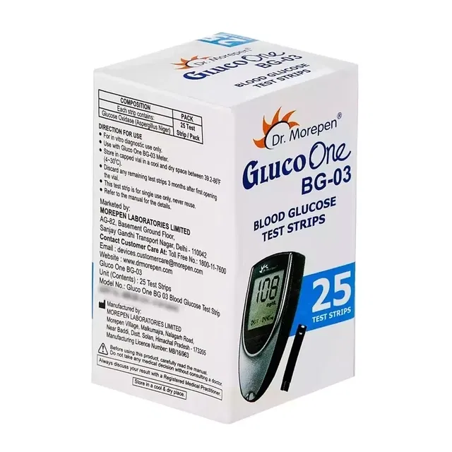 Dr. Morepen BG-03 Blood Glucose Test Strips 25 Glucometer Strips