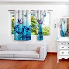 Blue Butterflies Designed Digital Printed Window Curtain 5ft Combo 