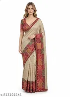 Bandhani Printed Dola Silk Saree for Women 