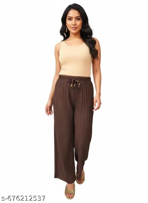 Palazzo Pants for Women (Black, M)