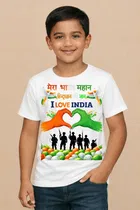 Polyester Printed T-Shirt for Kids, White 