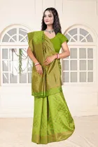 Jacquard Woven Design Saree for Women, Green 
