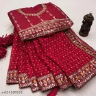 Georgette Embellished Saree For Women, Maroon