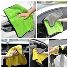 Combo of Microfiber Hand Gloves with Cleaning Cloth for Car 