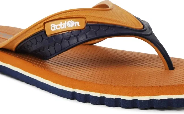 action Flip Flops for Men (Brown, 10)