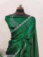Jimmy Choo Embellished Saree For Women, Green