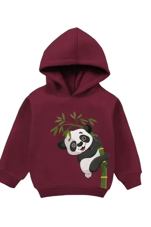 Light Fleece Printed Hoodie for Kids (Maroon, 6-8 Years)