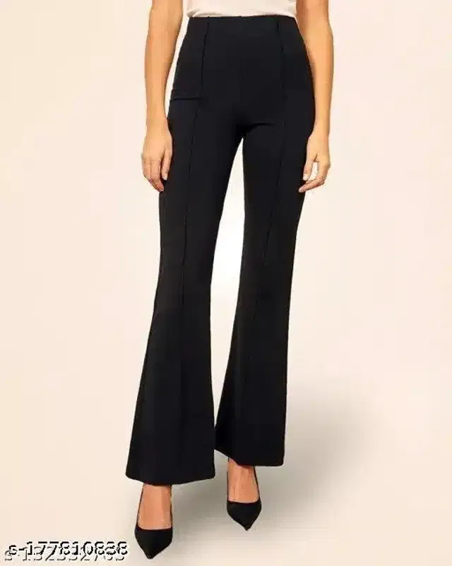 Cotton Blend Trouser for Women (Black, 30)