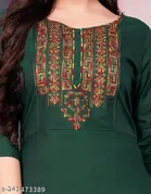 Rayon Embroidered Kurti for Women 