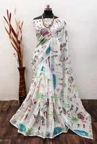 Linen Printed Saree for Women 