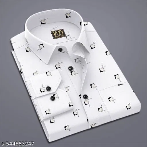 Printed Shirts for Men (White, L)