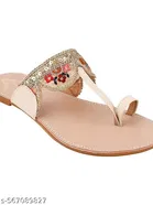 Shoetopia Girls Printed Flat Sandals Cream Size 5.0