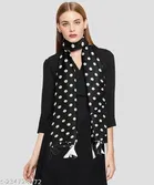 Poly Chiffon Scarves for Women, Black, Pack of 2
