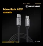 Nu Republic Blaze Flash 65W Type-C to Type-C Nylon braided 1.25m Data Fast Charging Cable 