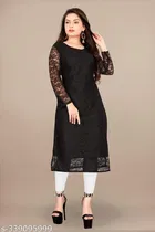 Net Kurti for Women, Black 