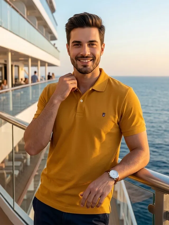Polo T-shirt for Men (Mustard, XL)
