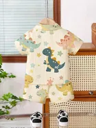 Poly Cotton Animal Print Clothing Set for boys, White 