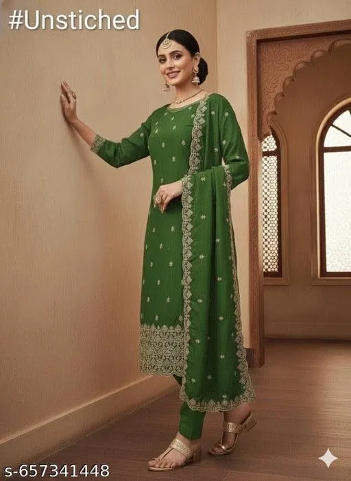 Vichitra Silk Pakistani Suits for Women (Multicolor, 6.25 meter (L)