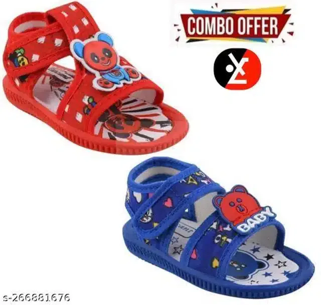 LifeO Sandals for Kids (Red & Blue, 2-3 Years) (Set of 2)