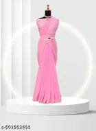Georgette Saree for Women, Pink 