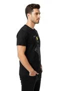 Polyester Printed T-Shirt for Men, Black 