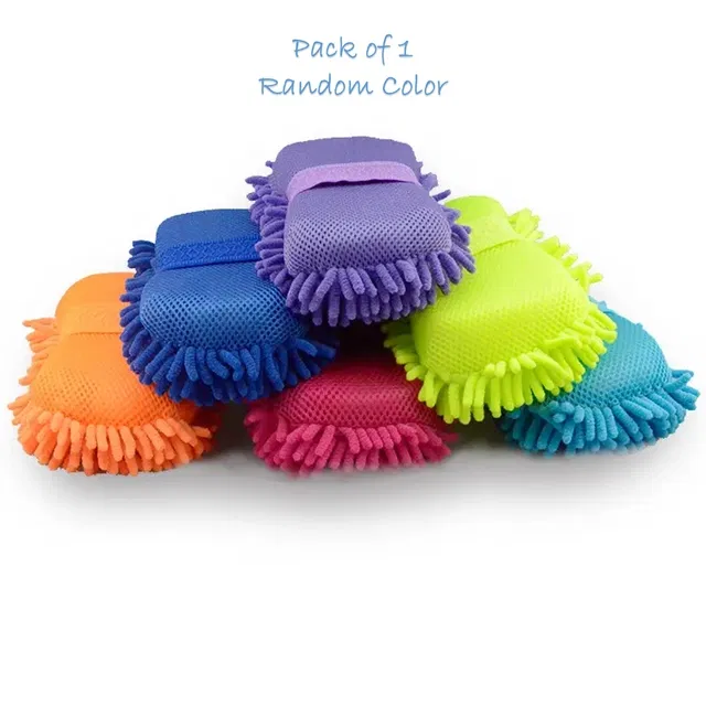 Microfiber Premium High Quality Car Cleaning Sponge (Multicolor, Pack of 1)