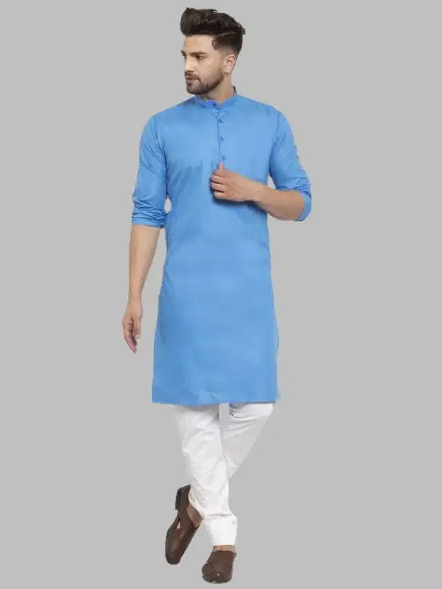 Solid Kurta for Men (Blue, XL)