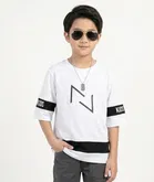 Cotton Blend Printed T-shirt for Boys, White 