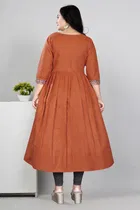 Zari Embroidered Cotton Blend Anarkali Kurti for Women 
