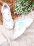 Solid Synthetic Sneakers for Girls 