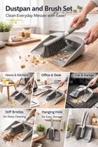 Dustpan and Brush Set, Daily Essential Cleaning Tool for Family