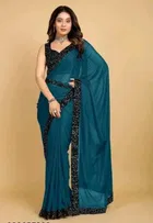 Lycra Blend Solid Saree for Women 