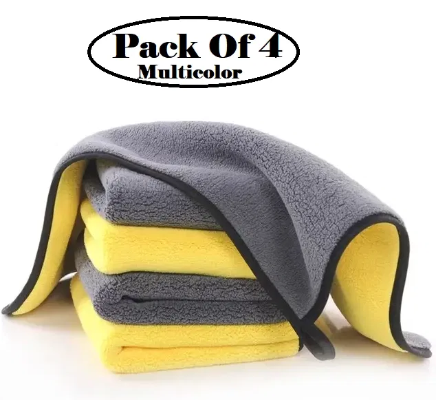 Microfiber Thick Lint & Streak-Free Multipurpose Cleaning Clothes (Multicolor, Pack of 4)