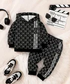 Cotton Hosiery Printed Clothing Set for Boys, Black 