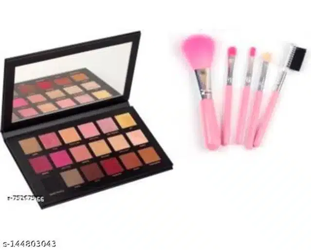 Premium Eyeshadow Palette with 5 Pcs Makeup Brushes (Multicolor, Set of 2)