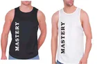 Cotton Blend Printed Gym Vest for Men (Black & White, XL) (Pack of 2)