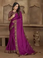 Vichitra Solid Saree for Women 