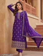 Vichitra Silk Punjabi/All Over Suits Semi-Stitched Suits 