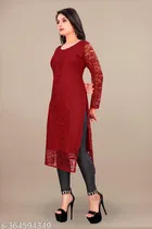 Net Kurti for Women,  Red  