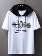 Half Sleeves Printed Hoodie for Men 