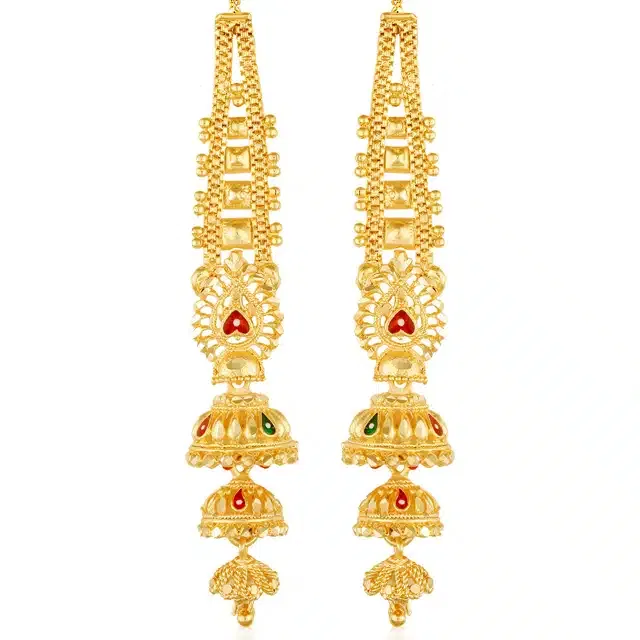 Oxidised Gold Plated Earrings for Women & Girls (Gold, Set of 1)