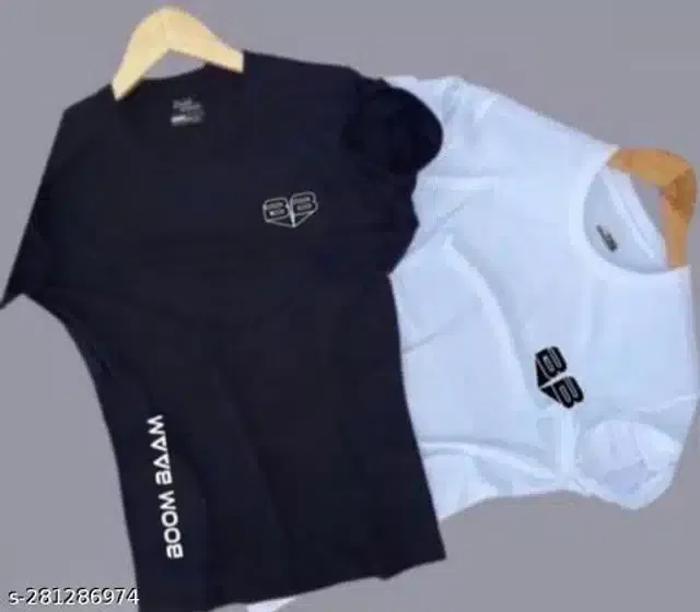 Half Sleeves T-Shirt for Men (Black & White, XL) (Pack of 2)