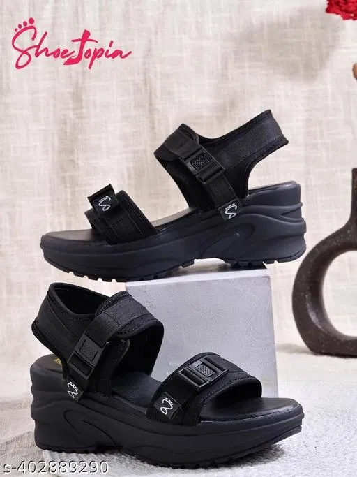 Shoetopia Black Wedge Sandals Size IND-5
