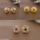 Designer Floral Gold Finish Stud Earrings For Women