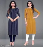 Crepe Striped Kurti for Women 