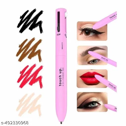 Touch Up 4-in-1 Makeup Pen (Eye Liner, Brow Liner, Lip Liner, & Highlighter) All-in-One, Cute Makeup Products, Multi-Functional Portable Beauty Product, On The Go Travel Makeup Pencil