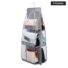 Purse Handbag Organizer 6 Pocket Foldable Large Clear Anti Dust Hanging Handbag Storage Organizer (Gray, Pack Of 1)