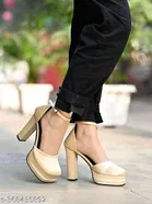 [109] Suede Solid Square Toe Block Sandals for Women 